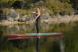 woman stand up paddle boarding on Cruiser SUP® V-Max Woody 11'6 on a lake