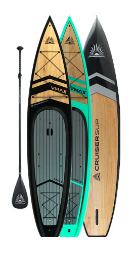 Two V-MAX LE 12'6" Touring Wood/Carbon Paddle Board Package By Cruiser SUP®