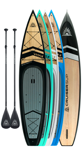 Two V-MAX LE 12'6" Touring Wood/Carbon Paddle Board Package By Cruiser SUP®